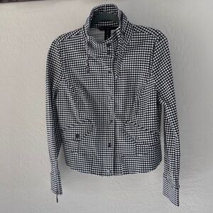 White House Black Market Black & White Gingham Button-Front Jacket